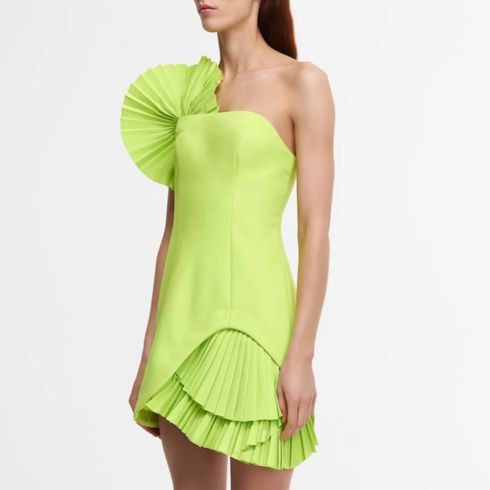 NEW Acler Aberfoyle Mini Dress - Lime Green - Picture 3 of 11